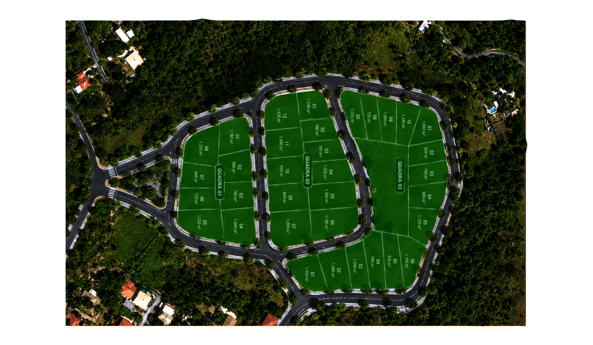 Planta e distribuição do condomínio